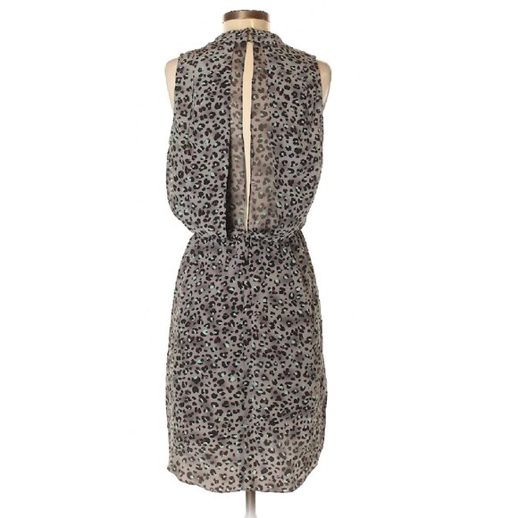 Rebecca Taylor Fit & Flare Dress Gray Leopard Print Lined Knee Length - Picture 4 of 8